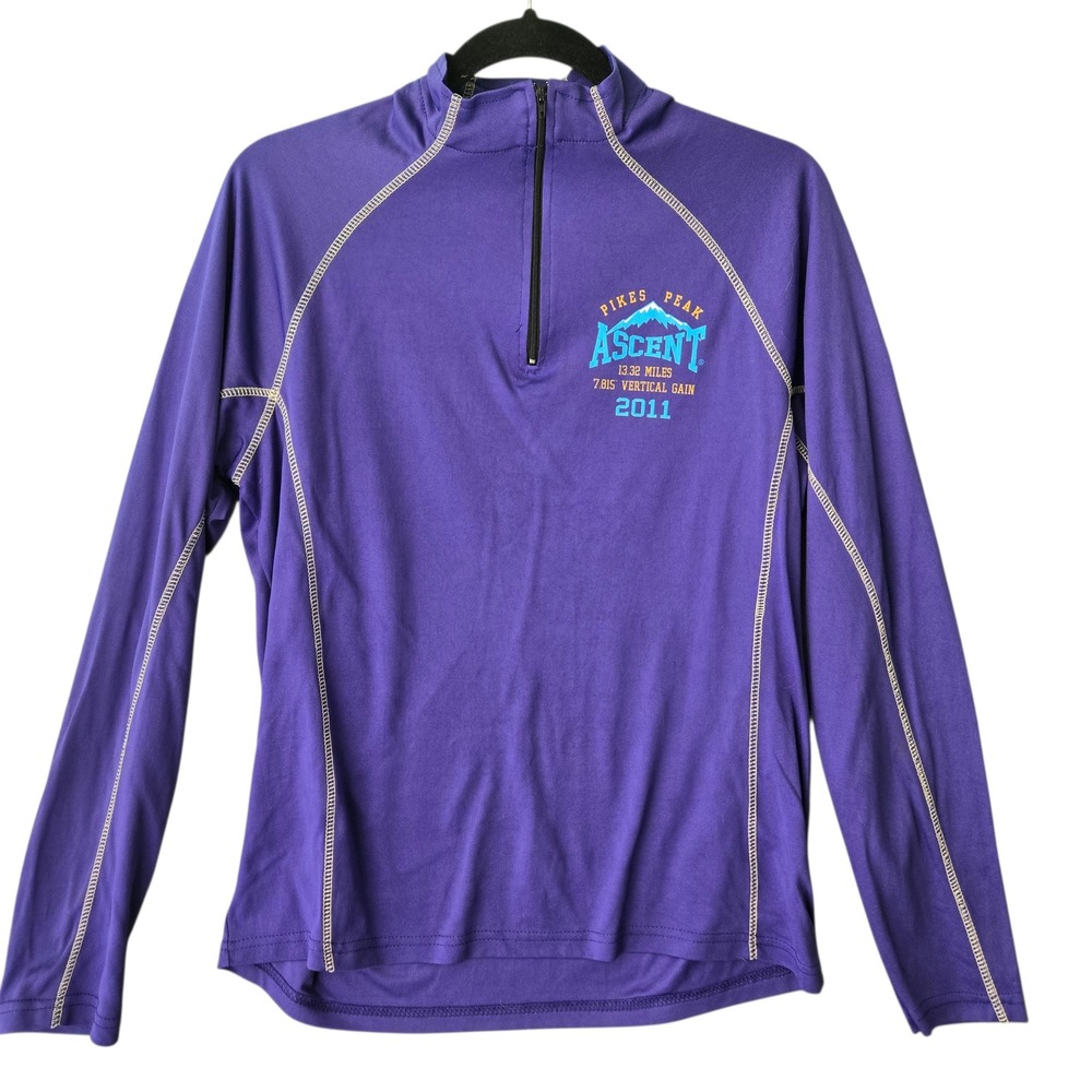 Leslie Jordan Pikes Peak Ascent 2011 Purple 1/4‎ Zip Long Sleeve Shirt M